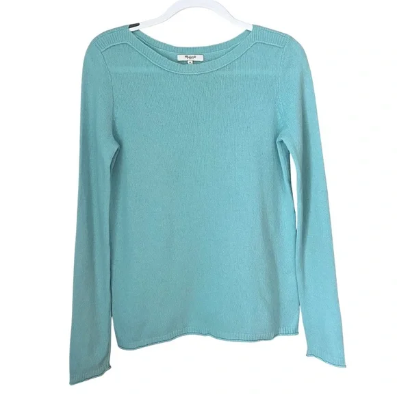 Madewell 100% Merino Wool Light Blue Boatneck Sweater - Picture 1 of 6